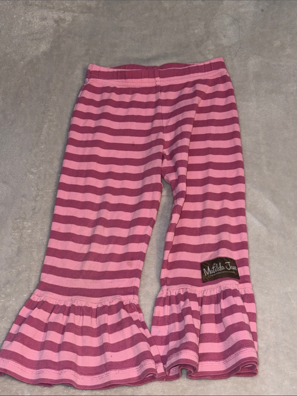 Matilda Jane Pink and Dark Pink Striped Ruffle Leggings